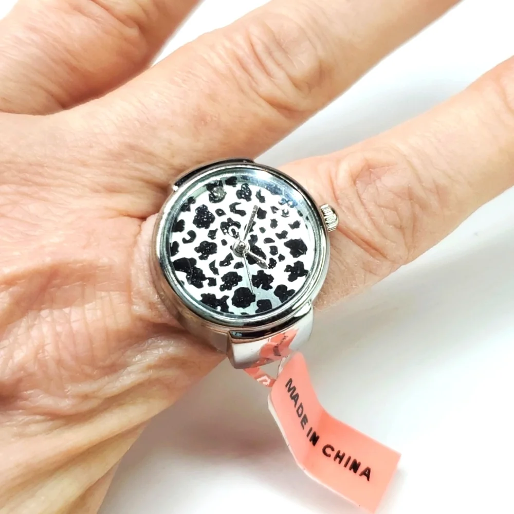 Strada Austrian Crystal Japanese Movement Leopard Ring Watch Stainless Steel
